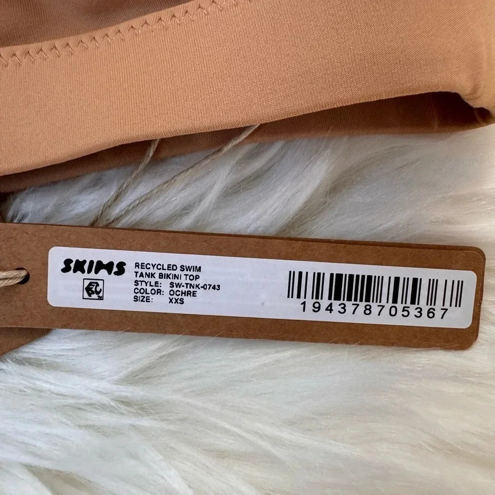 NWT Skims Kim Kardashians Recycled swim tank bikini top neutral tan brown XXS